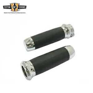CNC パノラマ ケーブル スタイル グリップ セット クローム ブラック ラバー付き ハーレー 1973 以降に適合 CNC Panorama Cable Style Grips Set Chrome W/ Black Rubber Fit For Harley 1973-Up 【並行輸入品】