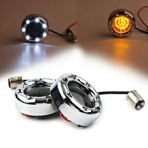 1157 クローム ファイヤー リング アンバー LED ターン シグナル ライト ハーレー バレット ハウジング用 1157 Chrome Fire Ring Amber LED Turn Signal Light for Harley Bullet Housing 【並行輸入品】