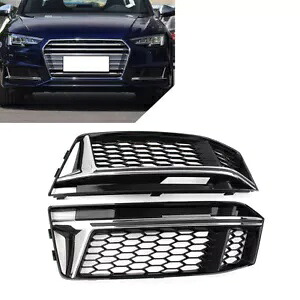 ペアフロントバンパーハニカムフォグライトグリルアウディ A4 B9 S ライン S4 2016-2018 Pair Front Bumper Honeycomb Fog Light Grille For Audi A4 B9 S-Line S4 2016-2018 【並行輸入品】