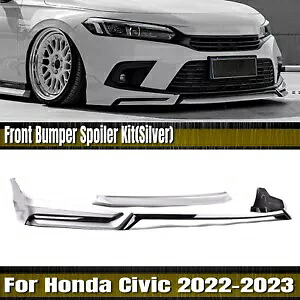 ホンダ シビック 11 用。全モデル 2022-2024 フロントバンパー スポイラー リップ シルバー- For Honda Civic 11. All Models 2022-2024 Front Bumper Spoiler Lip Silver- 【並行輸入品】