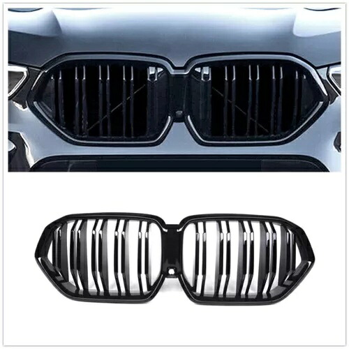 BMW X6 2020-2023用シングルスラットフロント付きブラックカーフロントバンパーグリル- Black car front bumper grille with single slat front for BMW X6 2020-2023- 【並行輸入品】