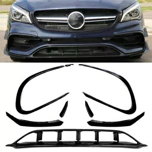 ブラックフロントバンパースプリッターベントカナード ベンツ CLA200 W117 C117 2016-2019用- Black front bumper splitter Vent Canard for Benz CLA200 W117 C117 2016-2019- 【並行輸入品】