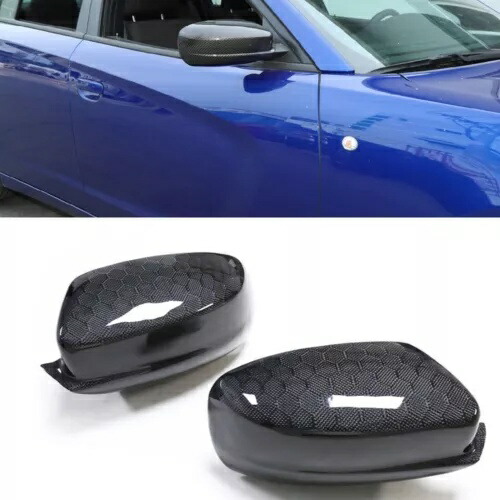 ダッジチャージャー 2011 2012 2013-2022 バックミラーキャップカバーハニカム仕上げ- For Dodge Charger 2011 2012 2013-2022 Rearview Mirror Cap Cover Honeycomb Finish- 【並行輸入品】