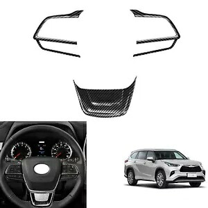 トヨタハイランダー 2020-2023 2021 車のステアリングホイールカバーブラックカーボンファイバー- For Toyota Highlander 2020-2023 2021 Car Steering Wheel Cover Black Carbon Fiber- 【並行輸入品】