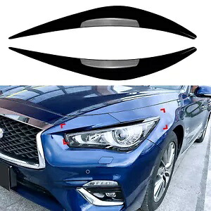 インフィニティ Q50 2014-2023 2015 2016 車のヘッドライト眉毛の装飾黒- For Infiniti Q50 2014-2023 2015 2016 Car Headlights Eyebrow Decor Black- 【並行輸入品】