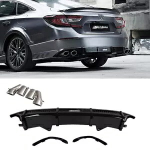2018-2019 ホンダアコード AKASAKA リアバンパーディフューザーリップと排気管- For 2018-2019 Honda Accord AKASAKA rear bumper diffuser lip with exhaust pipe- 【並行輸入品】
