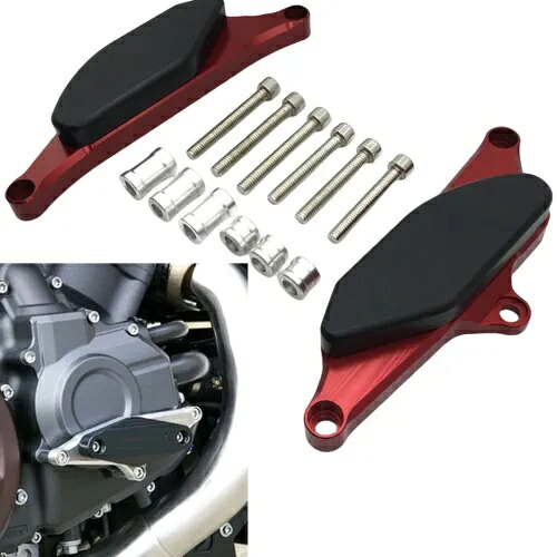 オートバイエンジンクラッシュパッド保護ヤマハ Vmax 1700 2009-2018 2016 2017 赤- Motorcycle engine crash pad protection for Yamaha Vmax 1700 2009-2018 2016 2017 red- 【並行輸入品】