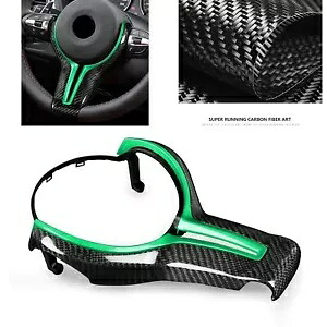 BMW M2 F87 M3 F80 カーボンファイバーステアリングホイールカバーグリーン- For BMW M2 F87 M3 F80 carbon fiber steering wheel cover green- 【並行輸入品】