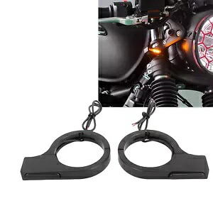 ブラックオートバイ LED インジケータライト 34-37 ミリメートルオートバイサスペンションフォーク IU- Black motorcycle LED indicator lights for 34-37mm motorcycle suspension fork IU- 【並行輸入品】