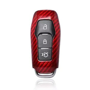 車のレッドカーボンファイバースマートケースキー装飾カバーフォード 3 キー- Car Red Carbon Fiber Smart Case Key Decor Cover For Ford 3-Keys- 【並行輸入品】