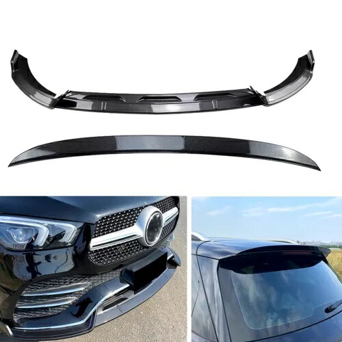 フロントリップ + リアスポイラーカーボンファイバー光学 2020 2021 2022 ベンツ GLE W167 C167- Front lip + rear spoiler carbon fiber optics for 2020 2021 2022 Benz GLE W167 C167- 【並行輸入品】