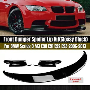 フロントバンパースプリッターリップ BMW 3 シリーズ E90 E91 E92 E93 M3 2007-2013 ブラック- Front bumper splitter lip for BMW 3 Series E90 E91 E92 E93 M3 2007-2013 black- 【並行輸入品】