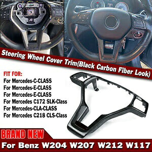 2012-2014 ベンツ W176 W204 W212 ステアリングホイールパネルカバーカーボンファイバールック- For 2012-2014 Benz W176 W204 W212 Steering Wheel Panel Cover Carbon Fiber Look- 【並行輸入品】