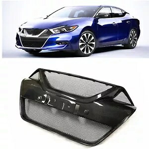 2016-2018 日産マキシマ用ブラックフロントバンパーアッパーグリルカーボンファイバー 1PC For 2016-2018 Nissan Maxima Black Front Bumper Upper Grille Carbon Fiber 1PC 【並行輸入品】