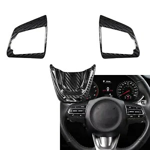 3 個車のステアリングホイールカバートリム起亜スティンガー 2018-2023 カーボンファイバー sng 3Pcs Car Steering Wheel Cover Trims For Kia Stinger 2018-2023 Carbon Fiber sng 【並行輸入品】