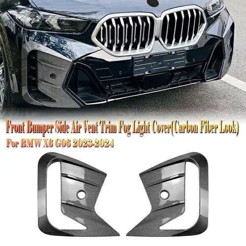 フロントバンパーサイドエアベントカバー BMW X6 G06 2023-2024 カーボンファイバールック sng Front Bumper Side Air Vent Cover For BMW X6 G06 2023-2024 Carbon Fiber Look sng 【並行輸入品】