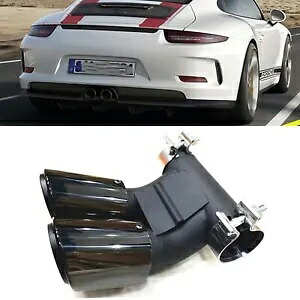 ポルシェ ボクスター ケイマン 2008-15 リアバンパー排気管先端チ??タンブラック For Porsche Boxster Cayman 2008-15 Rear Bumper Exhaust Pipe Tip Titanium Black 【並行輸入品】