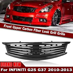 インフィニティ G37 G25 2010-2013 Q40 セダンカーボンファイバールックフロントバンパーグリル For Infiniti G37 G25 2010-2013 Q40 Sedan Carbon Fiber Look Front Bumper Grille 【並行輸入品】 40,755円