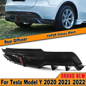 テスラモデル Y 2020-2023 光沢のある黒のリアバンパーディフューザーリップ ライト付き 1 PC For Tesla Model Y 2020-2023 Glossy Black Rear Bumper Diffuser Lip w/ Light 1PC 【並行輸入品】