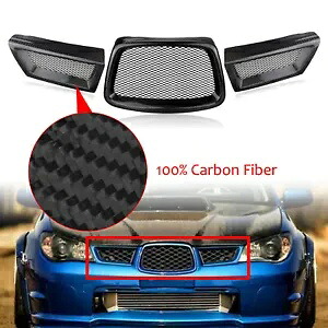 3 個カーボンファイバーフロントアッパーグリルグリルスバルインプレッサ 9th WRX STI 06-07 3PCS Carbon Fiber Front Upper Grill Grille For Subaru Impreza 9th WRX STI 06-07 【並行輸入品】