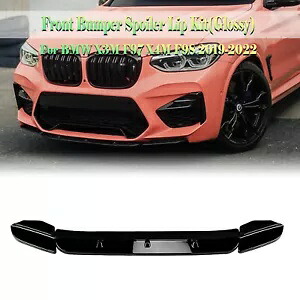 2019-2022 BMW X3M X4M F97 F98 フロントバンパースポイラーカバートリム光沢のある黒 For 2019-2022 BMW X3M X4M F97 F98 Front Bumper Spoiler Cover Trim Glossy Black 【並行輸入品】