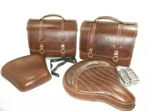 ブラウンレザーサドルバッグフロントリアシートロイヤルエンフィールドクラシックC5 500cc EFI用 Brown Leather Saddle Bag Front Rear Seat For Royal Enfield Classic C5 500cc EFI 【並行輸入品】