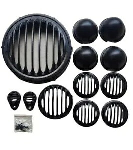 ヘッドライト グリル セット ブラック 合金メタル ロイヤル エンフィールド クラシック リボーン 350 用 Headlight Grill Set Black Alloy Metal for Royal Enfield Classic Reborn 350 【並行輸入品】