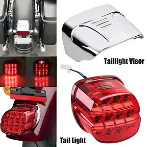 赤色 LED テールライト ブレーキ クローム バイザー カバー ハーレー ソフテイル ファットボーイ スポーツスター用 Red LED Tail Light Brake Chrome Visor Cover For Harley Softail Fat Boy Sportster 【並行輸入品】