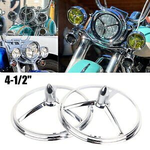 4-1/2 インチ クローム ブレット スタイル スポットランプ トリム ハーレー ツーリング ロードキング グライド用 4-1/2 inch Chrome Bullet Style Spotlamp Trim For Harley Touring Road King Glide 【並行輸入品】