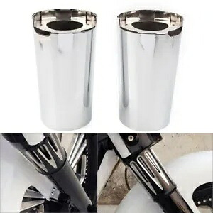 クロームアッパーフォークブーツカウベルスライダーカバー ハーレーツーリングトライグライド14up用 Chrome Upper Fork Boot Cow Bells Slider Covers For Harley Touring Tri Glide 14up 【並行輸入品】