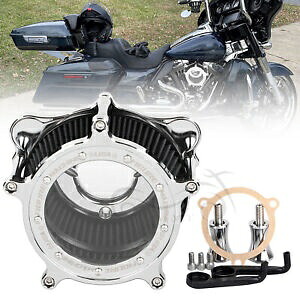 クローム エア クリーナー ブラック インテーク フィルター キット ハーレー ツーリング グライド 08-16 FLHR用 Chrome Air Cleaner Black Intake Filter Kit For Harley Touring Glides 08-16 FLHR 【並行輸入品】