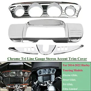 モータークロームトライラインゲージトリムカバー ハーレーエレクトラグライド 2014-2022用 Motor Chrome Tri Line Gauge Trim Cover For Harley Electra Tri Glide 2014-2022 【並行輸入品】