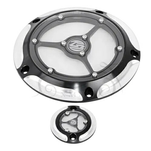 ブラック CNC アルミニウム RSD クラリティ ダービー タイミング タイマー カバー ハーレー ツーリング FLH/T用 Black CNC Aluminum RSD Clarity Derby Timing Timer Cover For Harley Touring FLH/T 【並行輸入品】
