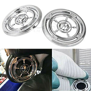 クロームスカルリアスピーカートリムグリルカバー ハーレーエレクトラストリートグライド 96-13用 Chrome Skull Rear Speaker Trim Grill Cover For Harley Electra Street Glide 96-13 【並行輸入品】
