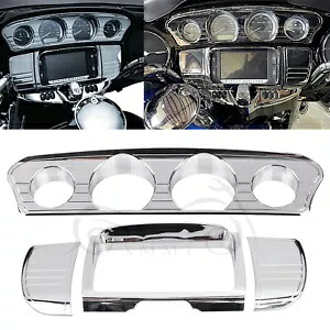クローム トリライン ゲージ ステレオ トリム カバー ハーレー トライ グライド ウルトラ FLHTCUTG FLHX 用 Chrome Tri Line Gauge Stereo Trim Cover For Harley Tri Glide Ultra FLHTCUTG FLHX 【並行輸入品】