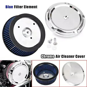 クロームビレットカットステージ1エアクリーナーアウターカバー＆ビッグサッカー用ブルーエレメント Chrome Billet Cut Stage 1 Air Cleaner Outer Cover & Blue Element For Big Sucker 【並行輸入品】