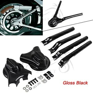 ブラック スイングアーム カバー ファントム アクスル カバー セット付き ハーレー ソフテイル 08-17 FXST用 Black Swingarm Covers w/ Phantom Axle Covers Set For Harley Softail 08-17 FXST 【並行輸入品】