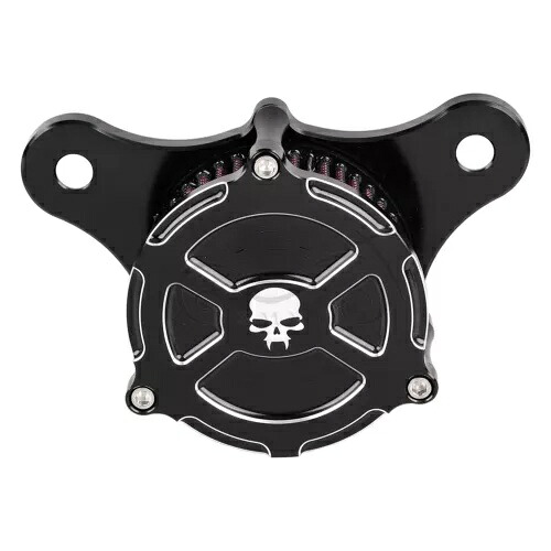 ブラックスカルエアクリーナーインテークフィルターキット ハーレーエレクトラストリートロードグライド用 Black Skull Air Cleaner Intake Filter Kit For Harley Electra Street Road Glide 【並行輸入品】