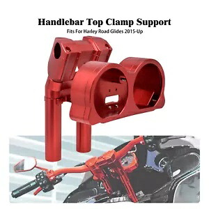 レッド 10インチ ハンドルバー クランプ ライザー 計器モジュール ハーレーロードグライド 15-2023用 Red 10\