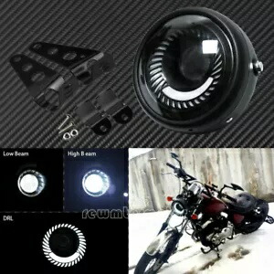 6.5インチ ユニバーサルオートバイ LED ヘッドライト ローハイビーム スパイラル DRL マウントキット付き 6.5‘’ Universal Motorcycle LED Headlight Low High Beam Spiral DRL w/ Mount Kit 【並行輸入品】