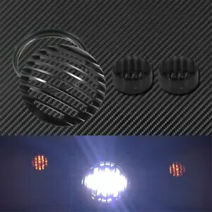 オートバイ 5.75 グリルヘッドライト + フロントターンシグナルカバースポーツスター XL に適合 Motorcycle 5.75 Grill Headlight + Front Turn Signal Cover Fit For Sportster XL 【並行輸入品】