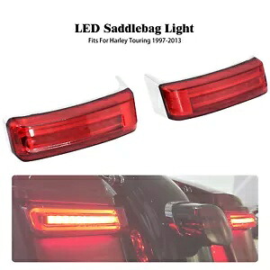 サドルバッグ LED ターンシグナルブレーキライト レッドレンズ付き ハーレーツーリング 97-13 に適合 Saddlebag LED Turn Signal Brake Lights w/ Red Lens Fit For Harley Touring 97-13 【並行輸入品】