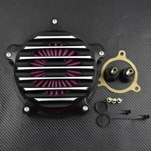 クロームストライプエアクリーナーレッドエアフィルターハーレーソフテイル 2018 ツーリングに適合 Chrome Stripe Air Cleaner Red Air Filter Fit For Harley Softail 2018 Touring 【並行輸入品】