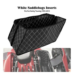 拡張サドルバッグ ストレッチインサートバッグ ホワイトライン付き ハーレーツーリング 93-13用 Extended Saddlebag Stretched Inserts Bag w/ White Line For Harley Touring 93-13 【並行輸入品】