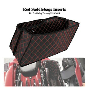 拡張サドルバッグ ストレッチインサートバッグ レッドライン付き ハーレーツーリング 93-13 に適合 Extended Saddlebag Stretched Inserts Bag w/Red Line Fit For Harley Touring 93-13 【並行輸入品】
