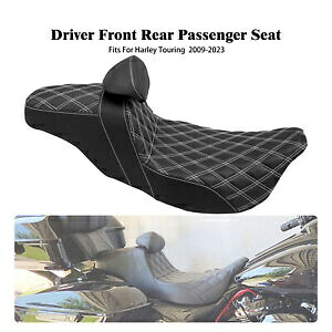 運転席 助手席 ホワイト ライン バックレスト付き ハーレー ストリート ロード グライド 08-23用 Driver Passenger Seat White Line w/ Backrest For Harley Street Road Glide 08-23 【並行輸入品】