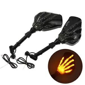 オートバイ 8 ミリメートル 10 ミリメートルスカルハンドサイドバックミラーターンシグナルハーレー用 Motorcycle 8mm 10mm Skull Hand Side Rearview Mirrors Turn Signal Fit For Harley 【並行輸入品】
