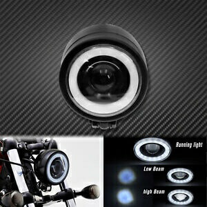 オートバイ LED ホワイト DRL ヘッドライトヘッドランプブラックスポーツスターカフェレーサー用 Motorcycle LED White DRL Headlight Head Lamp Black Fit For Sportster Cafe Racer 【並行輸入品】