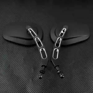 マットブラックバックミラーサイドミラーハーレースポーツスターソフテイルツーリングダイナに適合 Matte Black RearView Side Mirrors Fit For Harley Sportster Softail Touring Dyna 【並行輸入品】