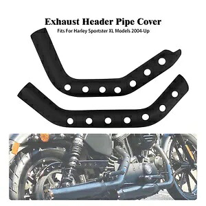 黒排気ヘッダーカバーパイプヒートシールドスポーツスター 883 1200 48 72 04-22 Black Exhaust Header Cover Pipe Heat Shields For Sportster 883 1200 48 72 04-22 【並行輸入品】